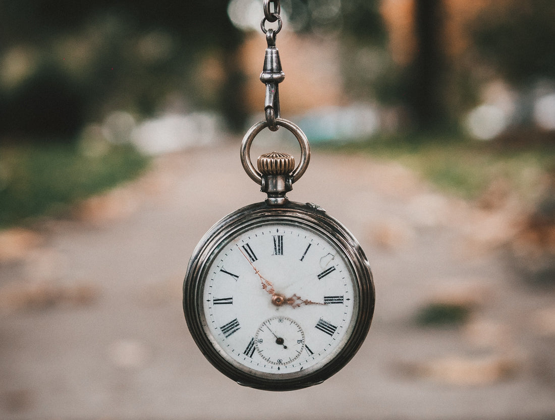 Hanging pocket watch with a blurred background